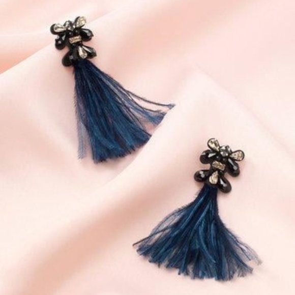 Stella & Dot | Navy Blue+Black Crystal Embellished French Twist Feather β¦ - Picture 4 of 7